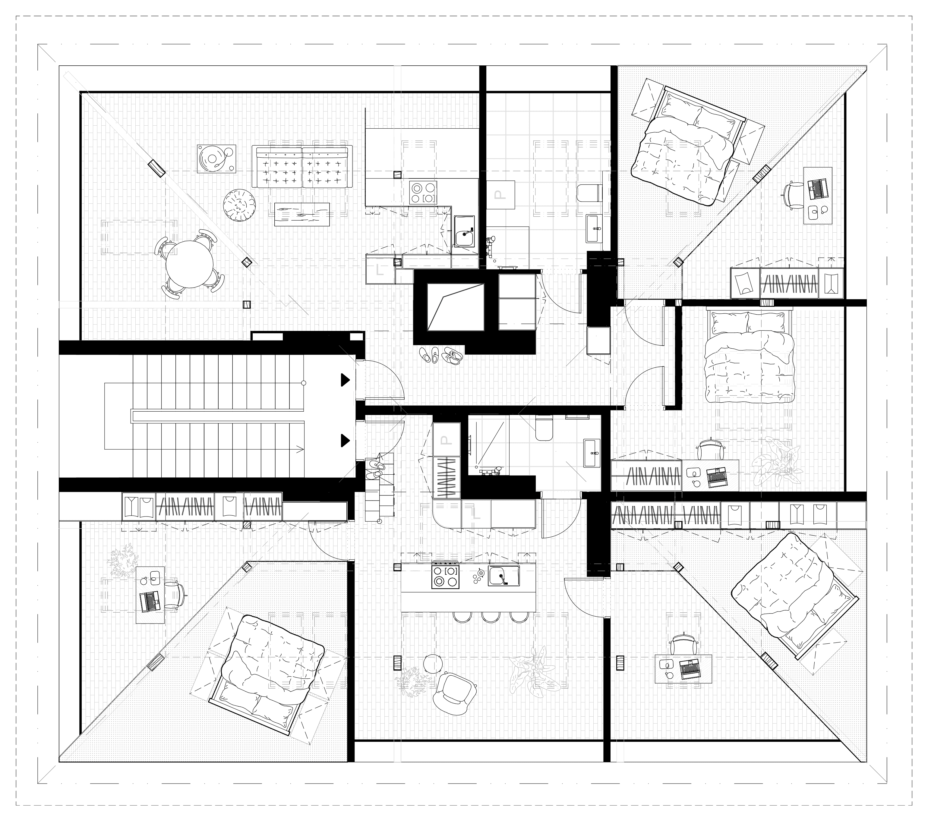 Floor plan showing both apartments